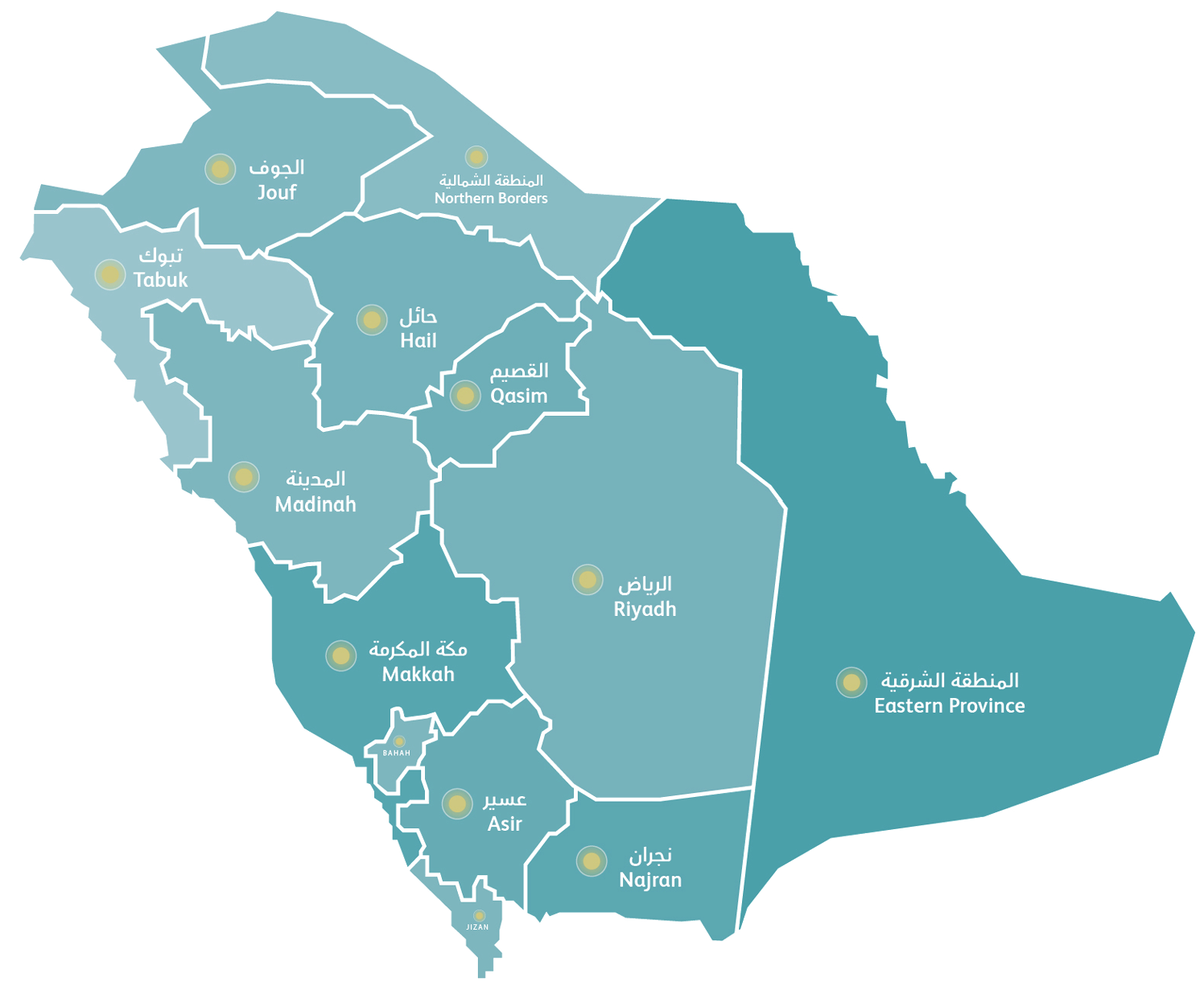 خريطة التغطية - المملكة العربية السعودية